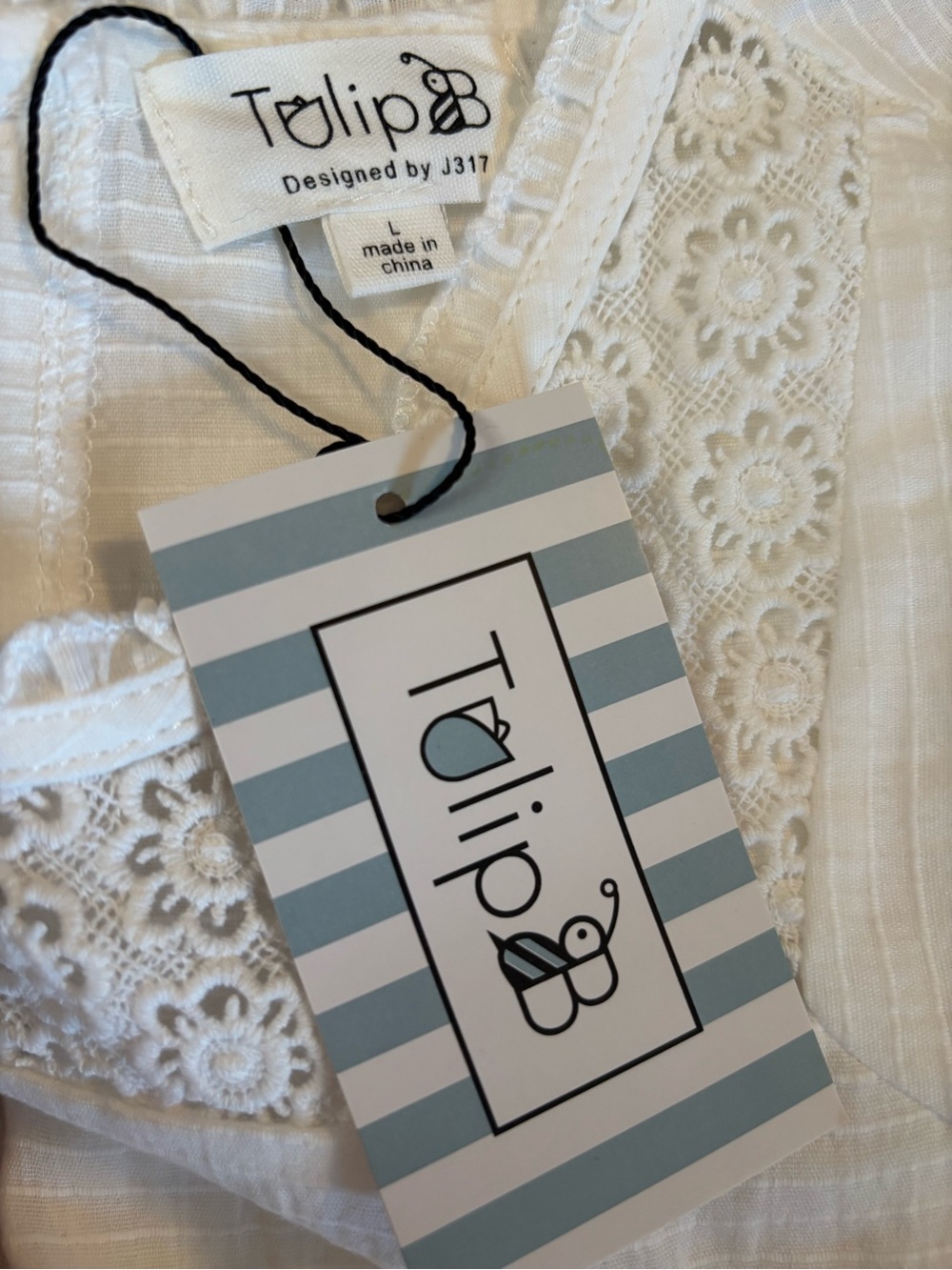 NWT Tulip B White Lace Yoke Sleeveless Embroidered Camisole 100% Cotton - Picture 2 of 6
